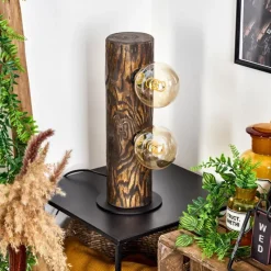 Luminaires Scandinaves-hofstein Lampe de table Canedo Bois foncé, Noir, 2 lumières