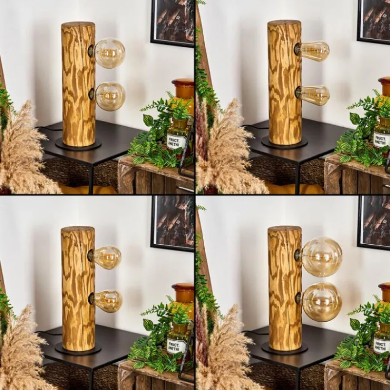 Luminaires Scandinaves-hofstein Lampe de table Canedo Écru, Noir, 2 lumières