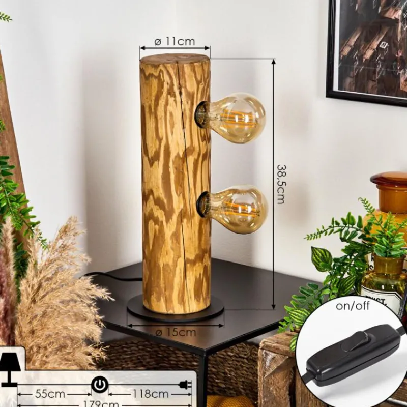 Luminaires Scandinaves-hofstein Lampe de table Canedo Écru, Noir, 2 lumières