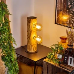 Luminaires Scandinaves-hofstein Lampe de table Canedo Écru, Noir, 2 lumières