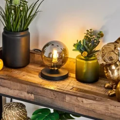 Suspension Verre Fumé-hofstein Lampe de table Chehalis Laiton, Noir, 1 lumière