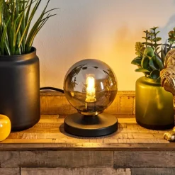 Suspension Verre Fumé-hofstein Lampe de table Chehalis Laiton, Noir, 1 lumière