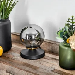 Suspension Verre Fumé-hofstein Lampe de table Chehalis Laiton, Noir, 1 lumière