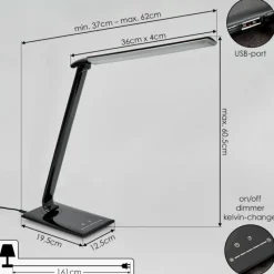 hofstein Lampe de table Chozendo LED Noir, 1 lumière
