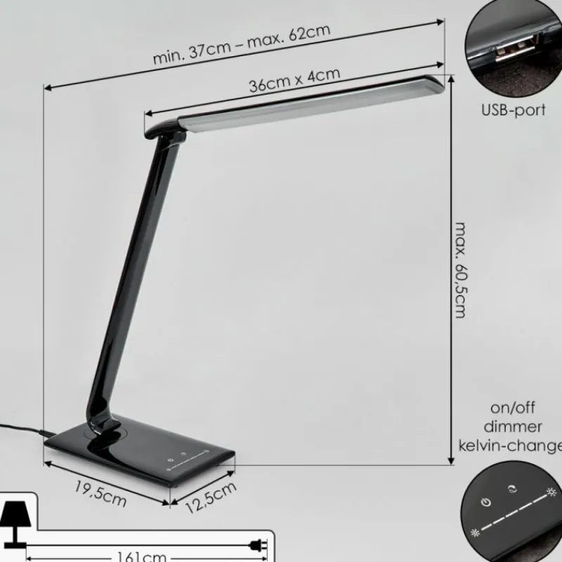 hofstein Lampe de table Chozendo LED Noir, 1 lumière