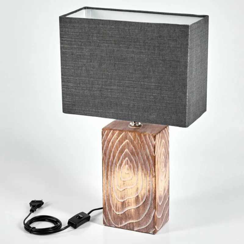 Lampes En Tissu-hofstein Lampe de table Francillon Brun, Chrome, Couleur bois, 1 lumière