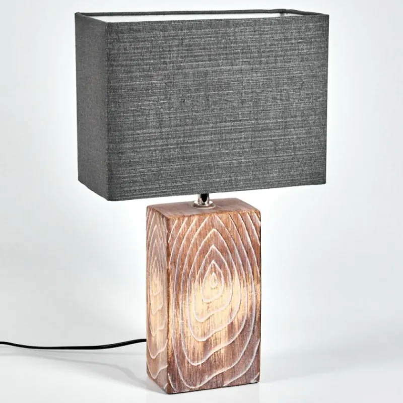 Lampes En Tissu-hofstein Lampe de table Francillon Brun, Chrome, Couleur bois, 1 lumière