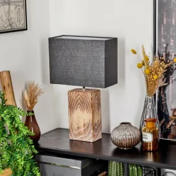 Lampes En Tissu-hofstein Lampe de table Francillon Brun, Chrome, Couleur bois, 1 lumière