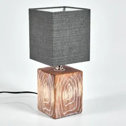 Lampes En Tissu-hofstein Lampe de table Francillon Brun, Chrome, Couleur bois, 1 lumière