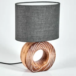 Lampes En Tissu-hofstein Lampe de table Francillon Brun, Chrome, Couleur bois, 1 lumière