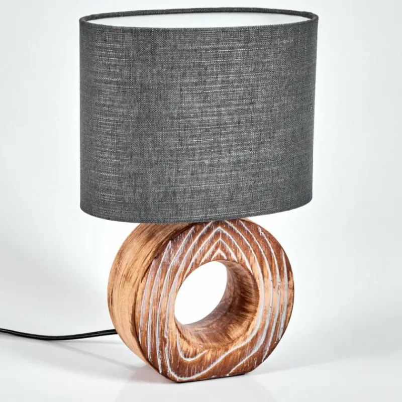 Lampes En Tissu-hofstein Lampe de table Francillon Brun, Chrome, Couleur bois, 1 lumière