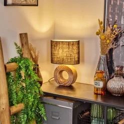 Lampes En Tissu-hofstein Lampe de table Francillon Brun, Chrome, Couleur bois, 1 lumière