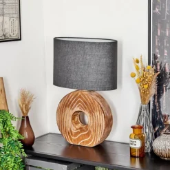 Lampes En Tissu-hofstein Lampe de table Francillon Brun, Chrome, Couleur bois, 1 lumière