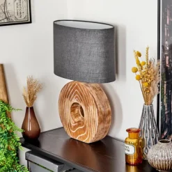 Lampes En Tissu-hofstein Lampe de table Francillon Brun, Chrome, Couleur bois, 1 lumière