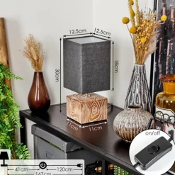 Lampes En Tissu-hofstein Lampe de table Francillon Brun, Chrome, Couleur bois, 1 lumière