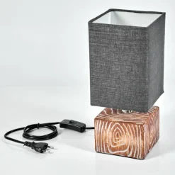 Lampes En Tissu-hofstein Lampe de table Francillon Brun, Chrome, Couleur bois, 1 lumière