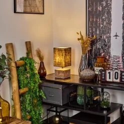 Lampes En Tissu-hofstein Lampe de table Francillon Brun, Chrome, Couleur bois, 1 lumière