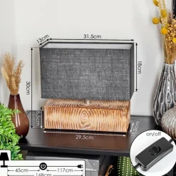 Lampes En Tissu-hofstein Lampe de table Francillon Brun, Chrome, Couleur bois, 1 lumière