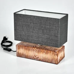 Lampes En Tissu-hofstein Lampe de table Francillon Brun, Chrome, Couleur bois, 1 lumière