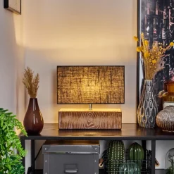 Lampes En Tissu-hofstein Lampe de table Francillon Brun, Chrome, Couleur bois, 1 lumière