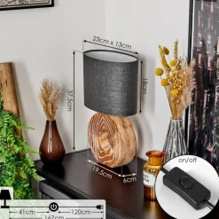 Lampes En Tissu-hofstein Lampe de table Francillon Brun, Chrome, Couleur bois, 1 lumière