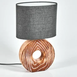 Lampes En Tissu-hofstein Lampe de table Francillon Brun, Chrome, Couleur bois, 1 lumière