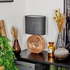 Lampes En Tissu-hofstein Lampe de table Francillon Brun, Chrome, Couleur bois, 1 lumière