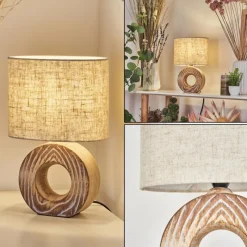 Lampes En Tissu-hofstein Lampe de table Francillon Brun, Chrome, Couleur bois, 1 lumière