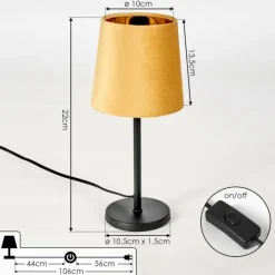 Lampes En Tissu-hofstein Lampe de table Frandina Jaune, Or, 1 lumière