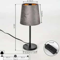 Lampes En Tissu-hofstein Lampe de table Frandina Or, Gris, 1 lumière