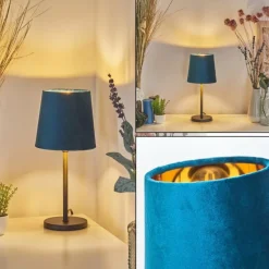 Lampes En Tissu-hofstein Lampe de table Frandina Bleu, Or, 1 lumière