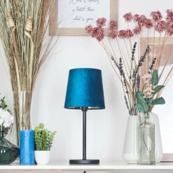 Lampes En Tissu-hofstein Lampe de table Frandina Bleu, Or, 1 lumière