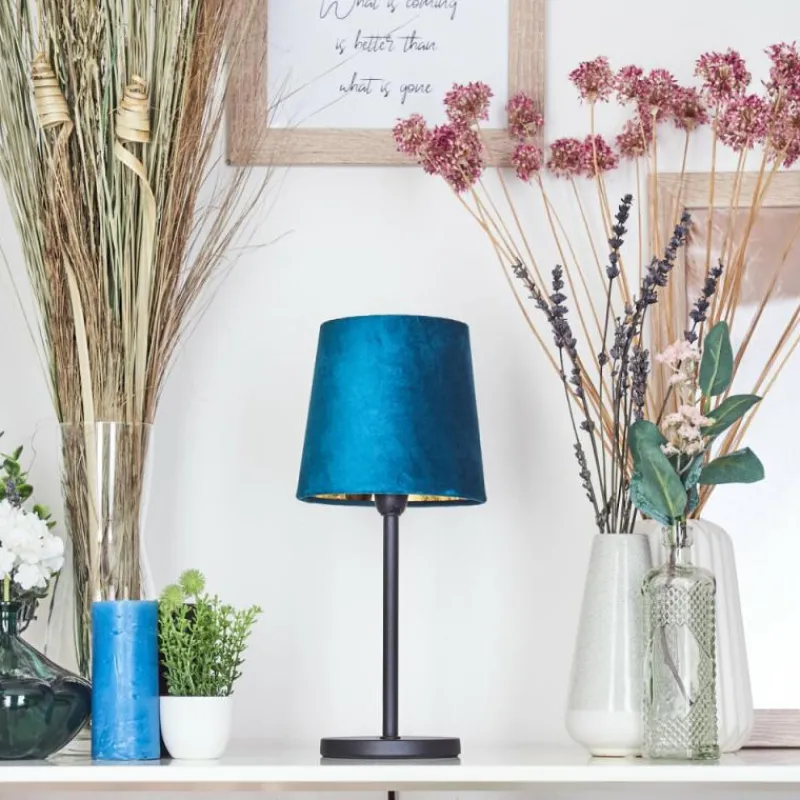 Lampes En Tissu-hofstein Lampe de table Frandina Bleu, Or, 1 lumière