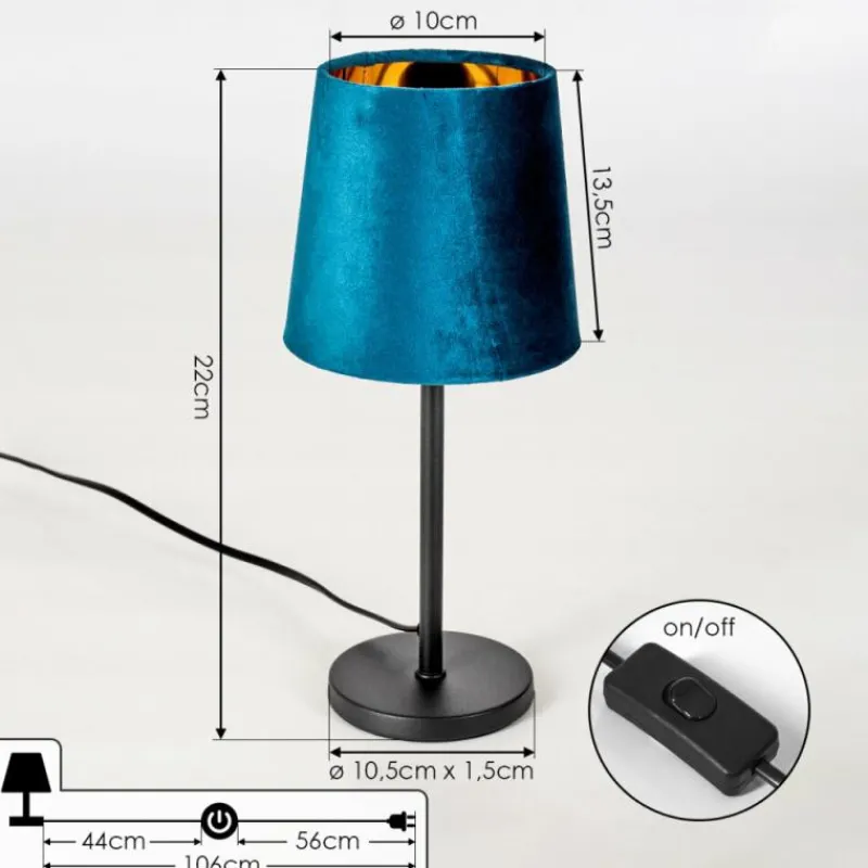 Lampes En Tissu-hofstein Lampe de table Frandina Bleu, Or, 1 lumière