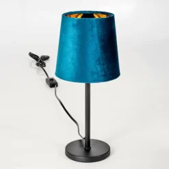 Lampes En Tissu-hofstein Lampe de table Frandina Bleu, Or, 1 lumière