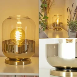 hofstein Lampe de table Golpilhal Or, Laiton, 1 lumière