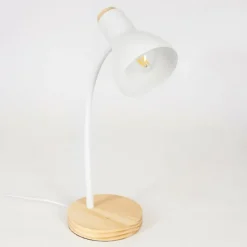 Luminaires Scandinaves-hofstein Lampe de table Kerzellec Bois clair, Blanc, 1 lumière