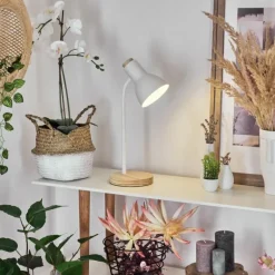 Luminaires Scandinaves-hofstein Lampe de table Kerzellec Bois clair, Blanc, 1 lumière