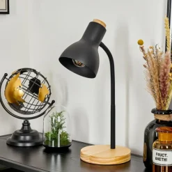 Luminaires Scandinaves-hofstein Lampe de table Kerzellec Bois clair, Noir, 1 lumière