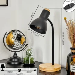 Luminaires Scandinaves-hofstein Lampe de table Kerzellec Bois clair, Noir, 1 lumière