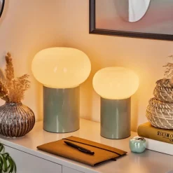 hofstein Lampe de table - kit de 2 Godrie Turquoise, 2 lumières