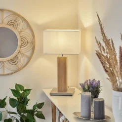 Lampes En Tissu-hofstein Lampe de table Kyneton Gris, Écru, Nickel mat, 1 lumière