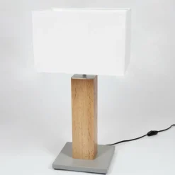 Lampes En Tissu-hofstein Lampe de table Kyneton Gris, Écru, Nickel mat, 1 lumière