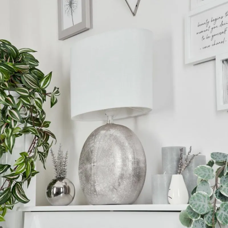 Lampes En Tissu-hofstein Lampe de table Lahnus Argenté, 1 lumière