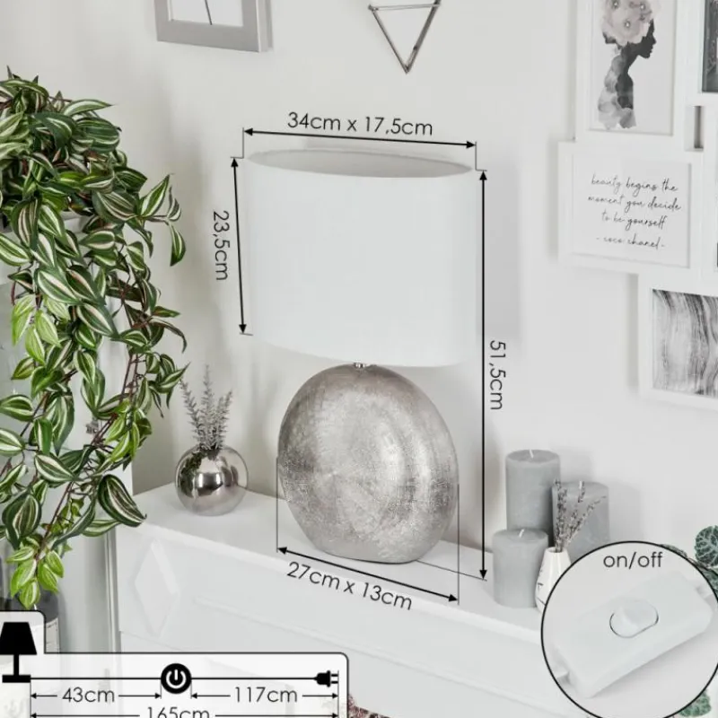 Lampes En Tissu-hofstein Lampe de table Lahnus Argenté, 1 lumière