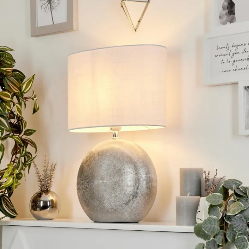 Lampes En Tissu-hofstein Lampe de table Lahnus Argenté, 1 lumière