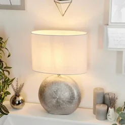 Lampes En Tissu-hofstein Lampe de table Lahnus Argenté, 1 lumière