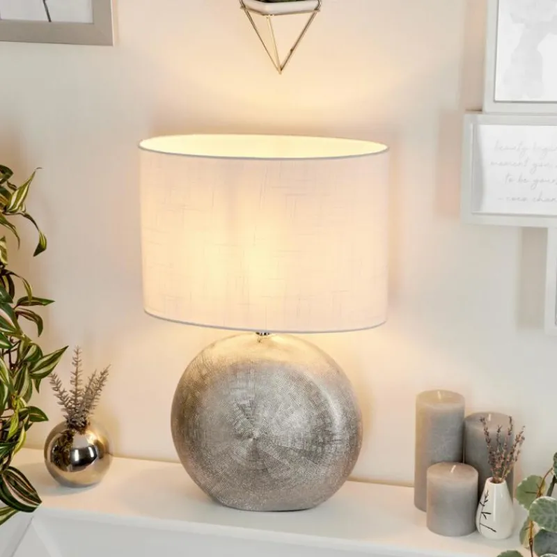 Lampes En Tissu-hofstein Lampe de table Lahnus Argenté, 1 lumière