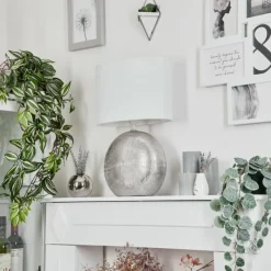 Lampes En Tissu-hofstein Lampe de table Lahnus Argenté, 1 lumière