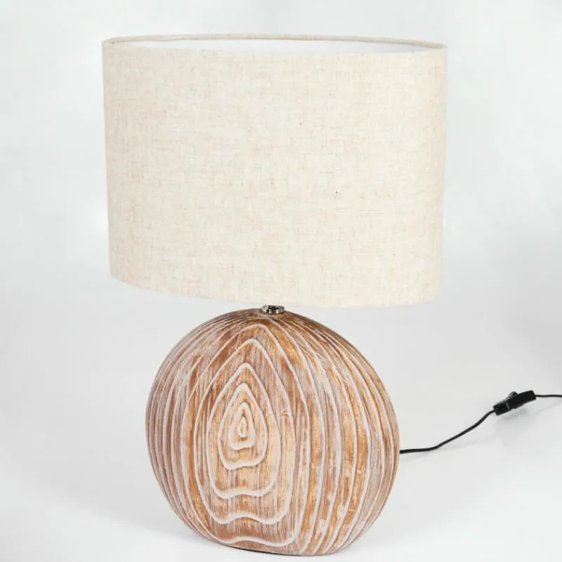 Lampes En Tissu-hofstein Lampe de table Lahnus Brun, Couleur bois, Blanc, 1 lumière